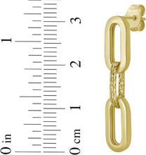 Load image into Gallery viewer, 14k Yellow Gold 31.2mm x 6.5mm Paperclip Textured Link Earrings
