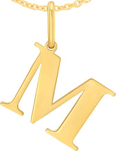 Load image into Gallery viewer, 14k Yellow Gold 0.9&quot; Alphabet Letter A - Z Initial Charm Pendant with optional Extendable Adjustable Chain Necklace
