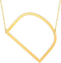 Load image into Gallery viewer, 14k Yellow Gold 1.5&quot; Extra Large Angled Alphabet Letter A - Z Initial Charm Pendant with Chain Necklace
