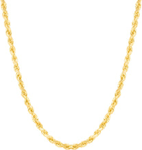 Load image into Gallery viewer, 14k Yellow Gold 4mm Lite Spiral Rope Chain Necklace
