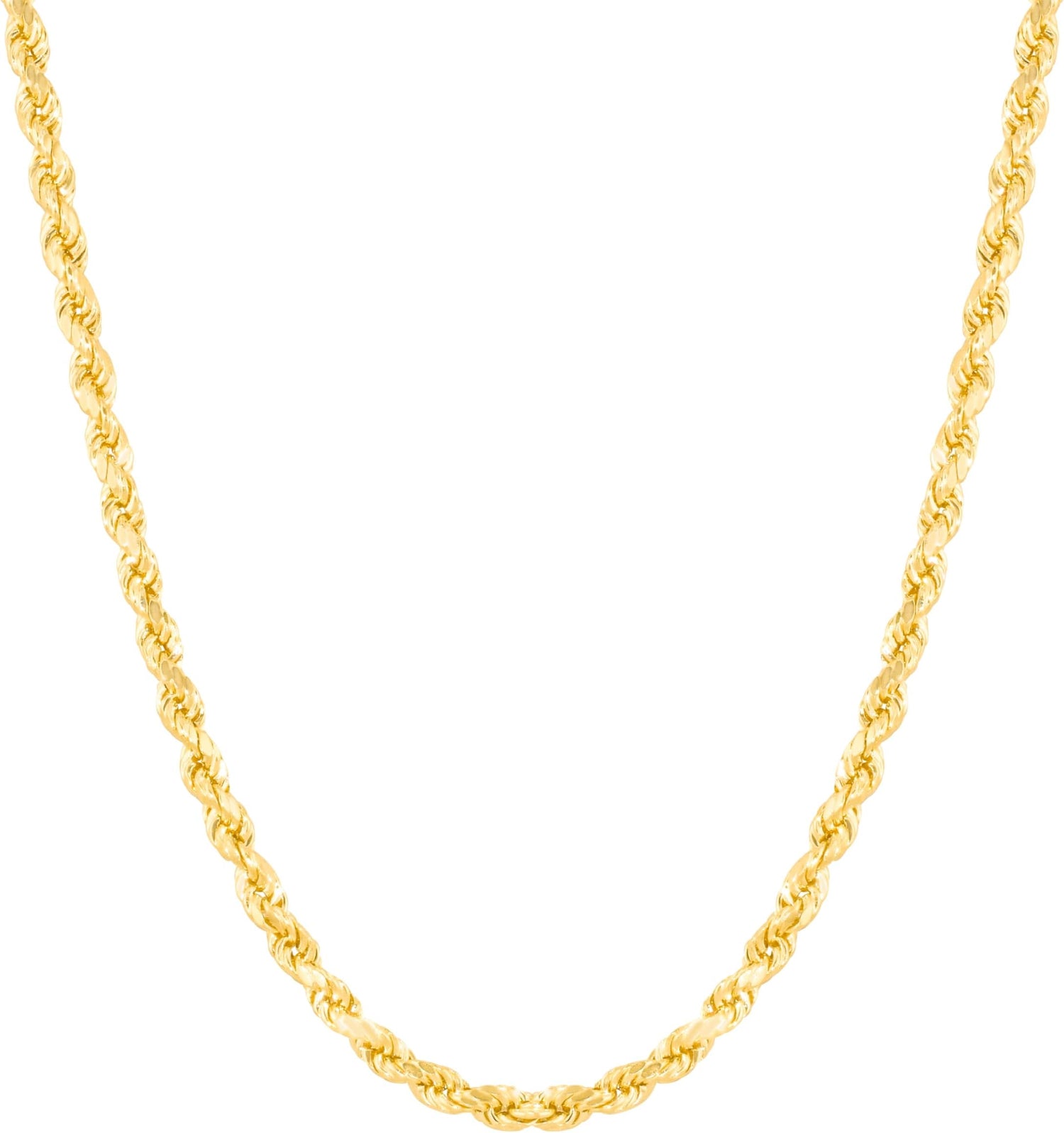 14k Yellow Gold 4mm Lite Spiral Rope Chain Necklace