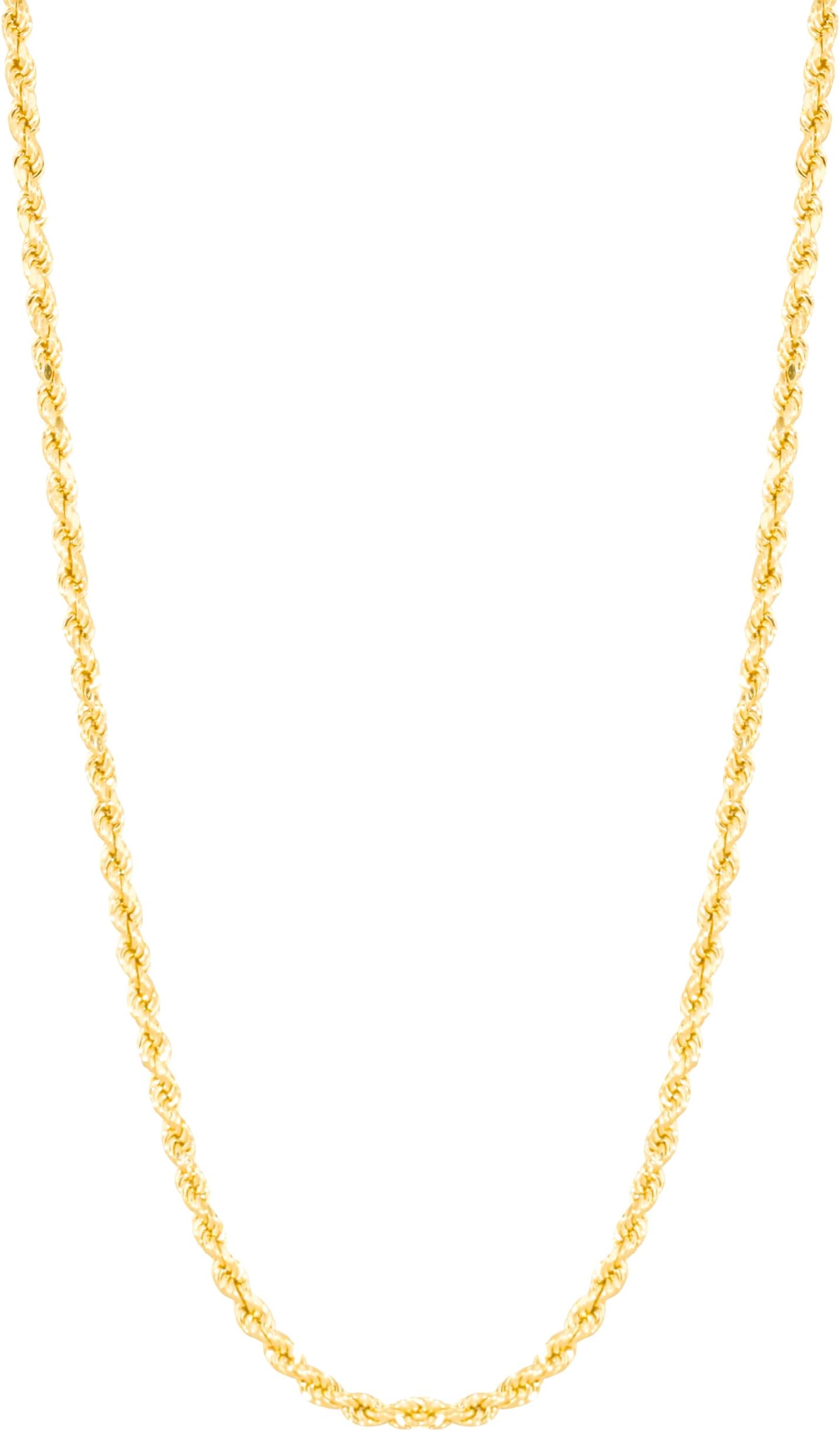 14k Yellow Gold or White Gold 1.5mm Lite Spiral Rope Chain Necklace