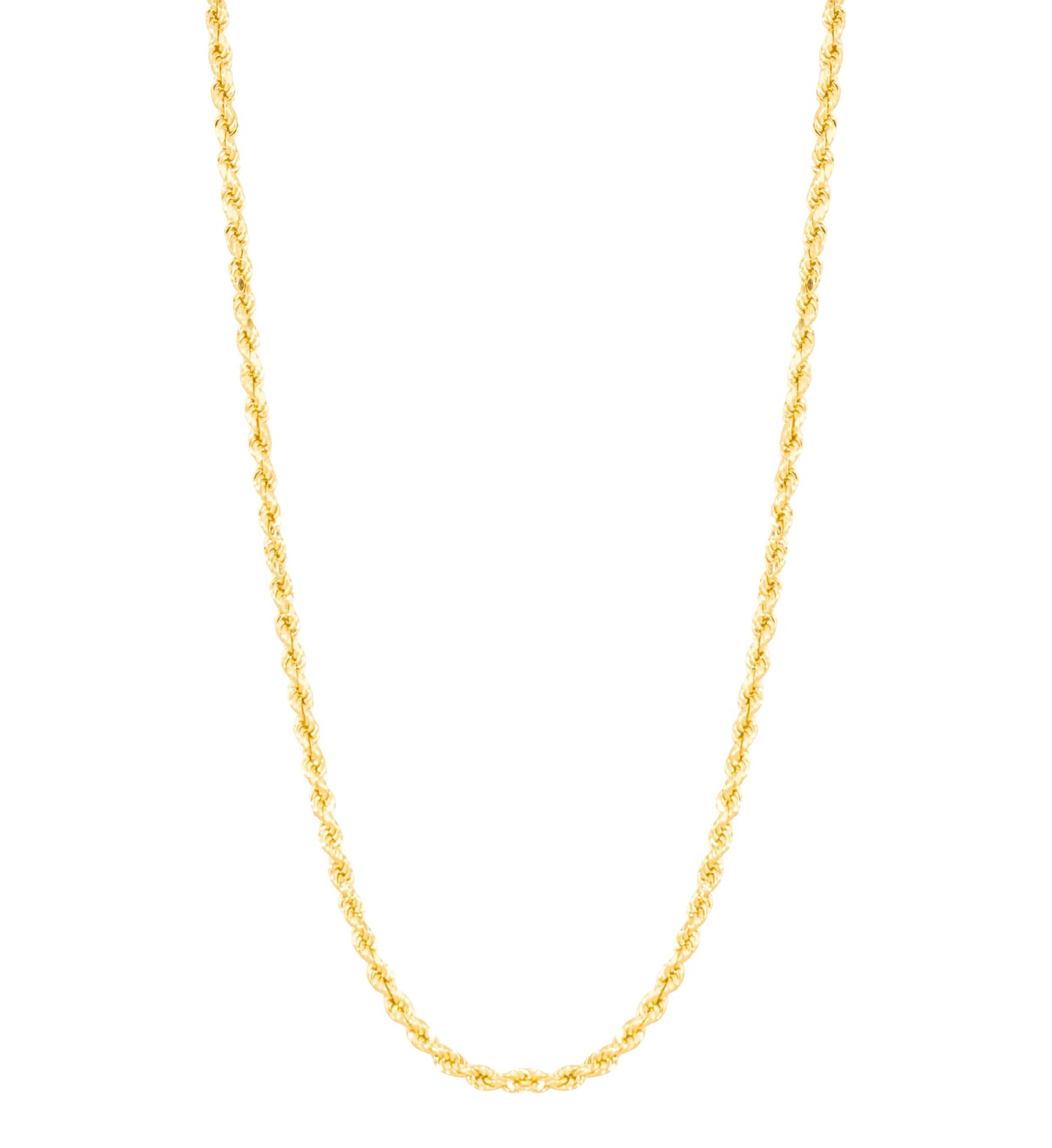 10k Yellow Gold 3mm Hollow Rope Chain Necklace