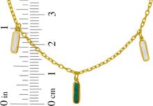 Load image into Gallery viewer, 14k Yellow Gold Cable Chain Gemstone Inlay Station Necklace, 18 Inch with 2" Extender
