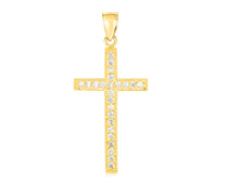Load image into Gallery viewer, 10k Yellow Gold CZ Cross Religious Pendant

