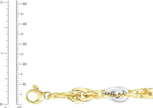 Load image into Gallery viewer, 14k Two-Tone Gold 6mm Polished &amp; Diamond Cut Interlocking Oval Link Bracelet, 7.5 Inch
