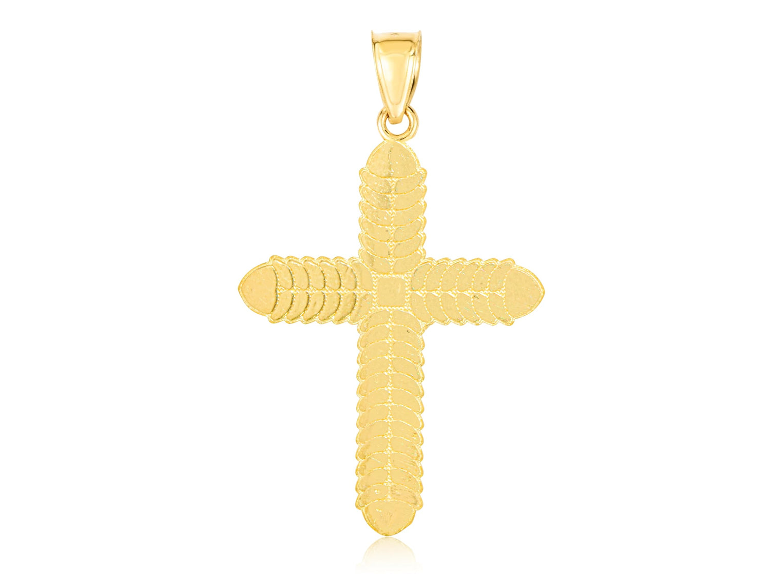10k Yellow Gold Leaf Accents Cross Religious Pendant