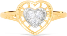 Load image into Gallery viewer, 10k Yellow Gold 10mm CZ Heart Two-Tone Ring, Sizes 4 - 10
