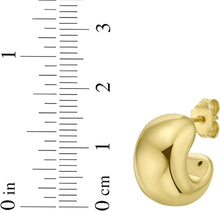 Load image into Gallery viewer, 14k Yellow Gold 16mm x 10.4mm Puffed C Huggie Hoop Earrings
