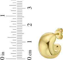 Load image into Gallery viewer, 14k Yellow Gold 16mm Puffed C Huggie Hoop Earrings
