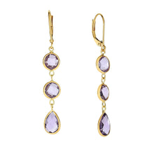 Load image into Gallery viewer, 14k Yellow Gold 47mm Amethyst Drop Earrings

