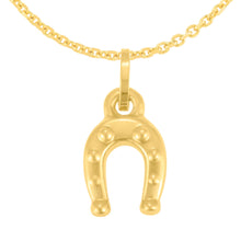 Load image into Gallery viewer, 14k Yellow Gold 28mm Polished Puffy Horseshoe with Optional Chain Pendant Charm
