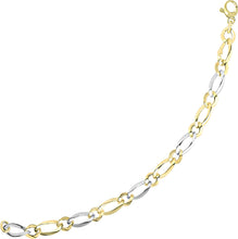 Load image into Gallery viewer, 14k Two-Tone Gold 5mm Alternating Figaro Link Bracelet, 7.5 Inch
