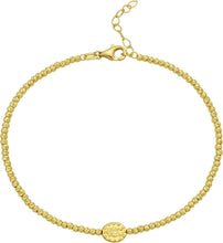 Load image into Gallery viewer, 14k Yellow Gold 7.3mm Virgin Mary Charm Bead Link Bracelet, Adjustable 7" - 8 Inch
