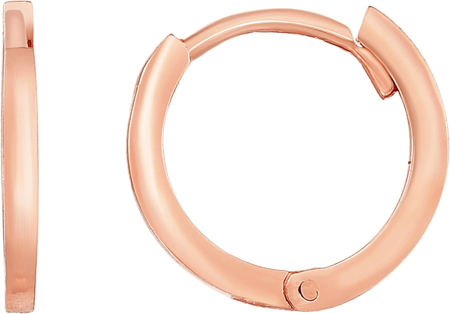 14k Rose Gold 12mm Thin Polished Huggie Earrings