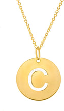 Load image into Gallery viewer, 14k Yellow Gold 0.6&quot; Disc Alphabet Letter A - Z Initial Charm Pendant with Extendable Adjustable Chain Necklace
