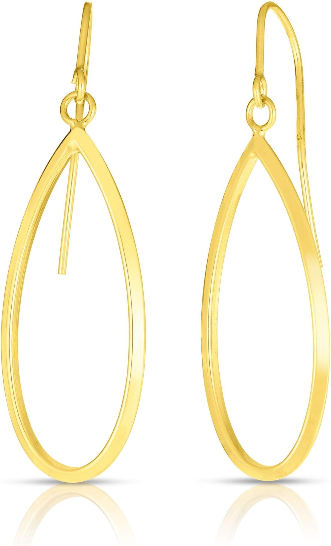 14k Yellow Gold 41mm Graduated Open Oval Dangle Earrings
