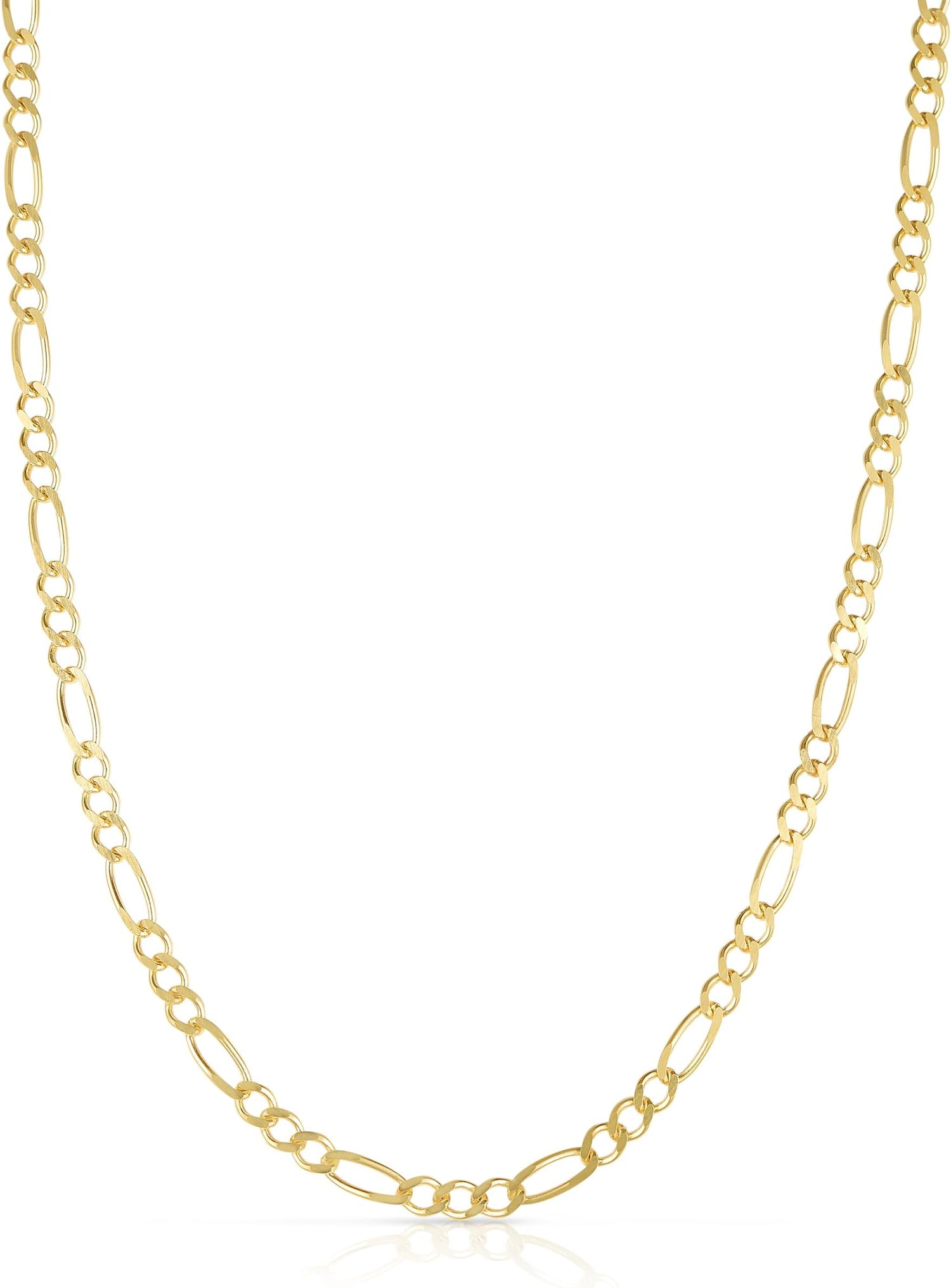 10k Yellow Gold 2mm Solid Figaro Chain Link Necklace - 16 inch