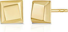 Load image into Gallery viewer, 14k Yellow Gold 4.5mm Flat Back Twisted Square Stud Earrings
