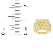 Load image into Gallery viewer, 10k Yellow Gold 16.5mm Solid Square CZ Border Nugget Ring
