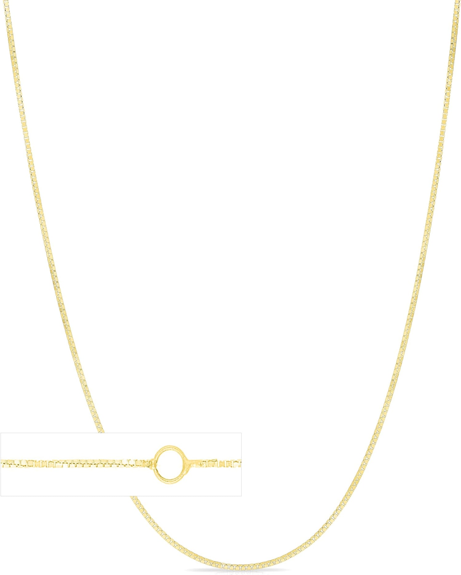 14k Solid Yellow Gold or White Gold 0.6mm Single Extendable Box Chain Adjustable Necklace, 16