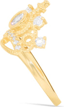 Load image into Gallery viewer, 10k Yellow Gold 14mm CZ Cross Crown Openwork Ring, Sizes 4 - 10
