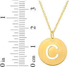 Load image into Gallery viewer, 14k Yellow Gold 0.6&quot; Disc Alphabet Letter A - Z Initial Charm Pendant with Extendable Adjustable Chain Necklace
