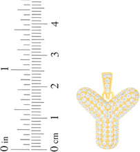 Load image into Gallery viewer, 10k Yellow Gold 0.7&quot; Pave CZ Personalized Bubble Alphabet Letter A - Z Initial Charm Pendant with optional Chain Necklace
