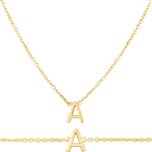 Load image into Gallery viewer, 14k Yellow Gold 0.2&quot; Mini Alphabet Letter A - Z Initial Charm Pendant with Extendable Adjustable Chain Necklace &amp; Bracelet Set
