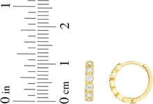 Load image into Gallery viewer, 14k Yellow Gold 11mm CZ Round Hoop Huggie Earrings
