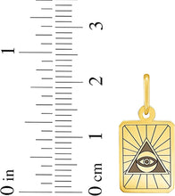 Load image into Gallery viewer, Italian 14k Yellow Gold 13mm Eye Of Providence Tarot Charm Pendant with Optional Necklace,  16-17-18 Inch
