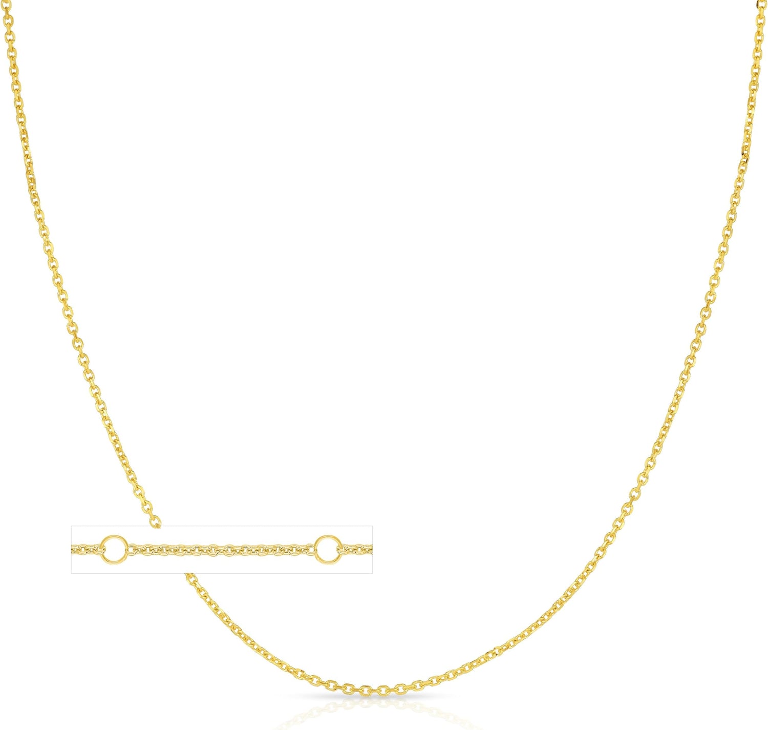 14k Yellow Gold 0.68mm or 0.80mm Double Extendable Diamond Cut Cable Chain Adjustable Necklace, 16