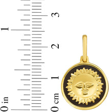 Load image into Gallery viewer, Italian 14k Yellow Gold 15mm Reversible Sun &amp; Moon Medallion Charm Pendant with Optional Necklace, 16-20 Inch
