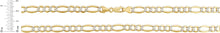 Load image into Gallery viewer, 10k Two-Tone Gold 6.5mm Lite Pave Diamond Cut Figaro Chain Link Bracelet or Anklet, 8", 9" or 10 Inch
