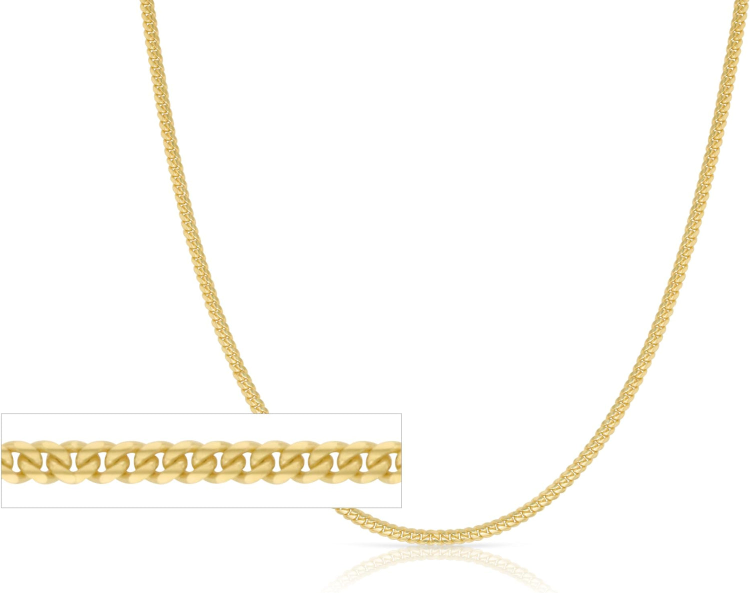 10k Yellow Gold 2mm Solid Miami Cuban Curb Necklace