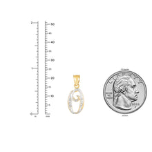 Load image into Gallery viewer, 10k Yellow Gold and White Gold Two-Tone 21.5mm Cursive Personalized Alphabet A-Z Initial Pendant with Optional 1.1mm Solid Cable Chain, 18 Inch
