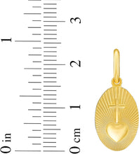Load image into Gallery viewer, Italian 14k Yellow Gold 15mm Radiant Sacred Heart Cross Medallion Religious Charm Pendant with Optional Necklace,  16-17-18 Inch
