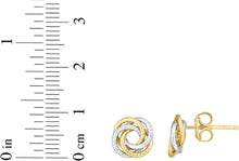Load image into Gallery viewer, 14k Yellow Gold and White Gold 9mm Multi-Row Open Center Love Knot Stud Earrings
