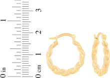 Load image into Gallery viewer, 10k Yellow Gold 20mm Polished and Textured Twist Hoop Earrings
