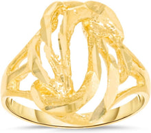 Load image into Gallery viewer, 10k Yellow Gold 15.5mm Wave Swirl Openwork Filigree Ring
