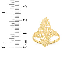 Load image into Gallery viewer, 10k Yellow Gold 22.3mm Double Leaf Openwork Filigree Ring
