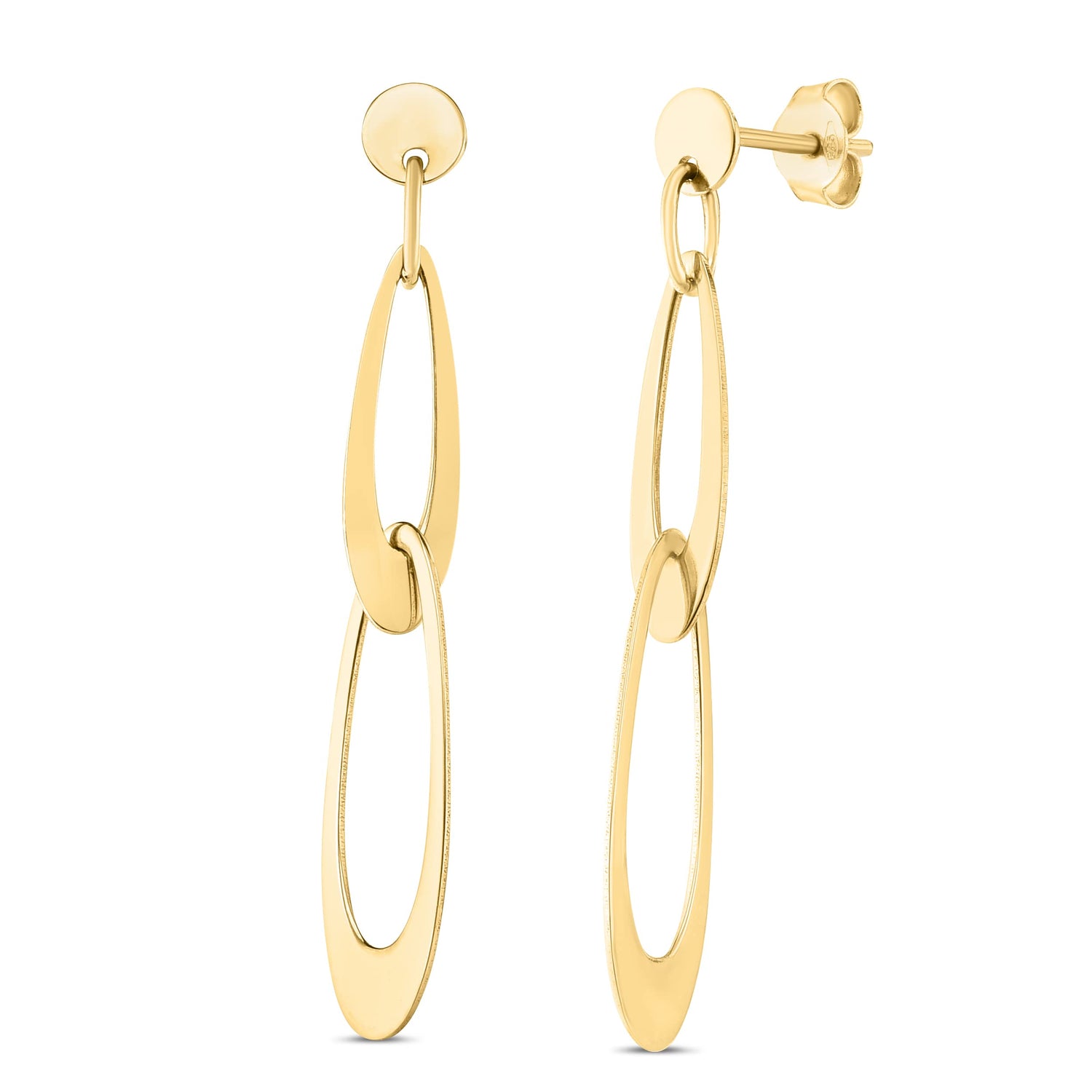 14k Yellow Gold 43mm Gold Italian Oval Link Earrings
