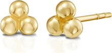 Load image into Gallery viewer, 14k Yellow Gold 4.3mm Triple Bead Stud Earrings
