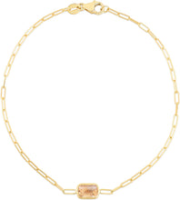 Load image into Gallery viewer, 14k Yellow Gold 1.5mm Paperclip Gemstone Chain Bracelet
