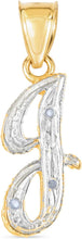 Load image into Gallery viewer, 10k Yellow Gold and White Gold Two-Tone 21.5mm Cursive Personalized Alphabet A-Z Initial Pendant with Optional 1.1mm Solid Cable Chain, 18 Inch
