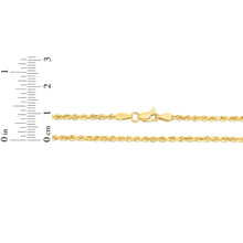 Load image into Gallery viewer, 10k Yellow Gold 2.25mm Solid Diamond Cut Rope Chain Necklace
