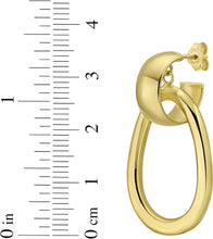 Load image into Gallery viewer, 14k Yellow Gold 35mm x 19mm Pear Shape Linked Drop Hoop Earrings
