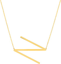 Load image into Gallery viewer, 14k Yellow Gold 1.5&quot; Extra Large Angled Alphabet Letter A - Z Initial Charm Pendant with Chain Necklace
