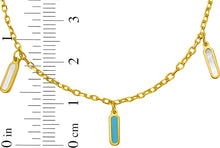 Load image into Gallery viewer, 14k Yellow Gold Cable Chain Gemstone Inlay Station Necklace, 18 Inch with 2" Extender
