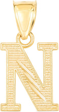 Load image into Gallery viewer, 10k Yellow Gold 0.45&quot; Personalized Lighting Alphabet Letter A - Z Initial Charm Pendant with optional Extendable Chain Necklace
